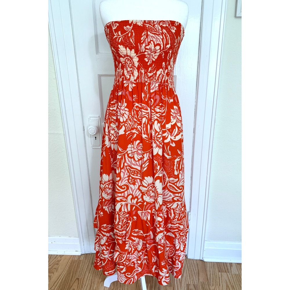 Abel the Label Anthropologie Charlotte Floral Maxi Dress S Strapless Tiered Boho - Picture 4 of 16